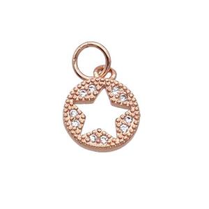 Copper Circle Star Pendant Pave Zircon Rose Gold, approx 9mm [FN32354]