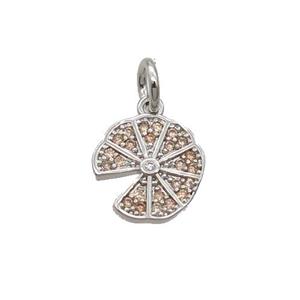 Copper Pizza Pendant Pave Zircon Platinum Plated, approx 10mm [FN32356]