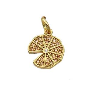 Copper Pizza Pendant Pave Zircon Gold Plated, approx 10mm [FN32357]