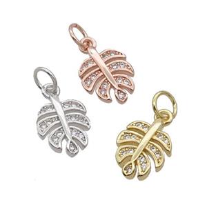 Copper Leaf Pendant Pave Zircon Mixed, approx 8.5-11mm [FN32362]
