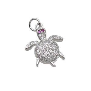 Copper Tortoise Pendant Pave Zircon Platinum Plated, approx 14-15mm [FN32363]