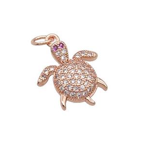 Copper Tortoise Pendant Pave Zircon Rose Gold, approx 14-15mm [FN32365]
