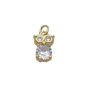 Copper Owl Pendant Pave Zircon Gold Plated, approx 7-8.5mm [FN32368]