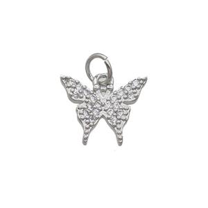 Copper Butterfly Pendant Pave Zircon Platinum Plated, approx 10-12mm [FN32379]