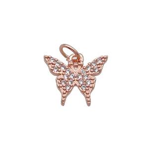Copper Butterfly Pendant Pave Zircon Rose Gold, approx 10-12mm [FN32381]