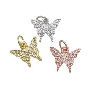 Copper Butterfly Pendant Pave Zircon Mixed, approx 10-12mm [FN32382]
