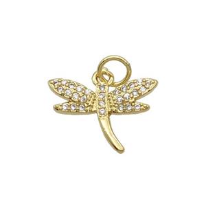 Copper Dragonfly Pendant Pave Zircon Gold Plated, approx 11-15mm [FN32384]