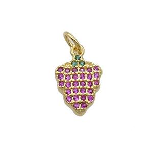 Copper Grapes Pendant Pave Zircon Gold Plated, approx 8-11mm [FN32396]