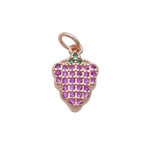 Copper Grapes Pendant Pave Zircon Rose Gold, approx 8-11mm [FN32397]