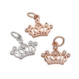 Copper Crown Pendant Pave Zircon Mixed, approx 9-12.5mm [FN32401]