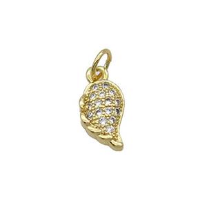 Copper Pendant Pave Zircon Angel Wing Gold Plated, approx 6.5-11mm [FN32407]