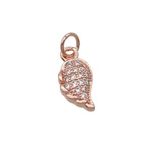 Copper Pendant Pave Zircon Angel Wing Rose Gold, approx 6.5-11mm [FN32408]