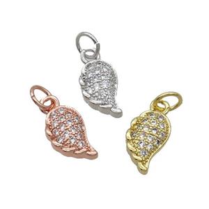 Copper Pendant Pave Zircon Angel Wing Mixed, approx 6.5-11mm [FN32409]