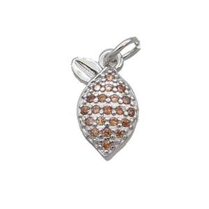 Copper Pineapple Pendant Pave Zircon Platinum Plated, approx 7-12mm [FN32410]