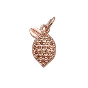 Copper Pineapple Pendant Pave Zircon Rose Gold, approx 7-12mm [FN32412]