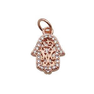 Copper Hamsahand Pendant Pave Zircon Rose Gold, approx 9-12mm [FN32416]