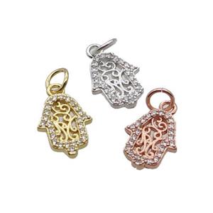 Copper Hamsahand Pendant Pave Zircon Mixed, approx 9-12mm [FN32417]