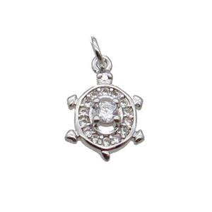 Copper Tortoise Pendant Pave Zircon Platinum Plated, approx 9-11mm [FN32418]