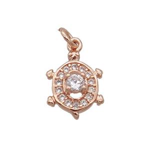 Copper Tortoise Pendant Pave Zircon Rose Gold, approx 9-11mm [FN32420]
