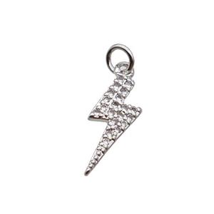 Copper Lightning Pendant Pave Zircon Platinum Plated, approx 5-14mm [FN32422]