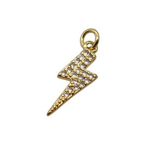 Copper Lightning Pendant Pave Zircon Gold Plated, approx 5-14mm [FN32423]