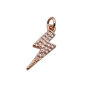 Copper Lightning Pendant Pave Zircon Rose Gold, approx 5-14mm [FN32424]