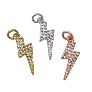 Copper Lightning Pendant Pave Zircon Mixed, approx 5-14mm [FN32425]