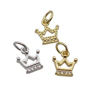 Copper Crown Pendant Pave Zircon Mixed, approx 7-8mm [FN32428]
