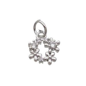 Copper Wreath Pendant Pave Zircon Platinum Plated, approx 9mm [FN32429]