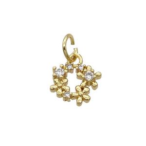 Copper Wreath Pendant Pave Zircon Gold Plated, approx 9mm [FN32430]