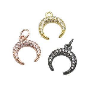 Copper Crescent Pendant Pave Zircon Moon Mixed, approx 12mm [FN32441]