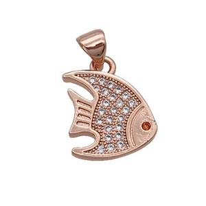 Copper Goldfish Pendant Pave Zircon Rose Gold, approx 13-14mm [FN32444]