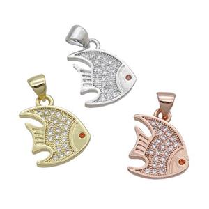 Copper Goldfish Pendant Pave Zircon Mixed, approx 13-14mm [FN32445]