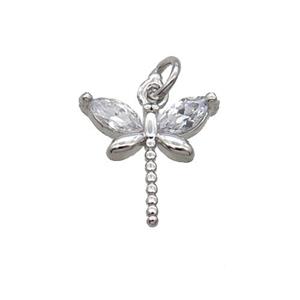 Copper Dragonfly Pendant Pave Zircon Platinum Plated, approx 10-11mm [FN32446]