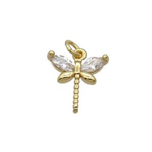 Copper Dragonfly Pendant Pave Zircon Gold Plated, approx 10-11mm [FN32447]