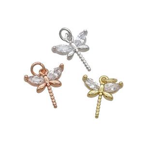 Copper Dragonfly Pendant Pave Zircon Mixed, approx 10-11mm [FN32449]