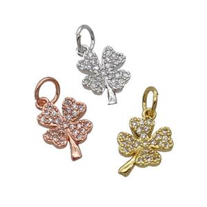 Copper Clover Pendant Pave Zircon Mixed, approx 8-10mm [FN32453]