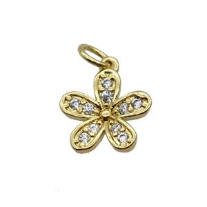 Copper Flower Pendant Pave Zircon Gold Plated, approx 10mm [FN32455]