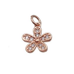 Copper Flower Pendant Pave Zircon Rose Gold, approx 10mm [FN32456]