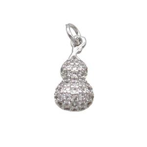 Copper Gourd Pendant Pave Zircon Platinum Plated, approx 6-11mm [FN32462]