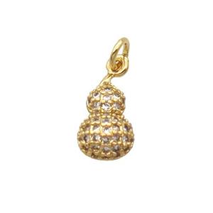 Copper Gourd Pendant Pave Zircon Gold Plated, approx 6-11mm [FN32463]