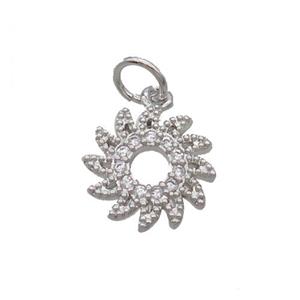 Copper Hotwheels Pendant Pave Zircon Platinum Plated, approx 10.5mm [FN32466]