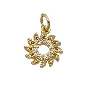 Copper Hotwheels Pendant Pave Zircon Gold Plated, approx 10.5mm [FN32467]