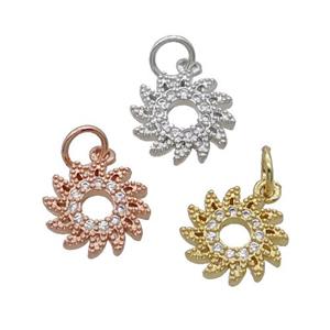Copper Hotwheels Pendant Pave Zircon Mixed, approx 10.5mm [FN32469]