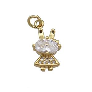 Copper Rabbit Pendant Pave Zircon Gold Plated, approx 7-11mm [FN32475]