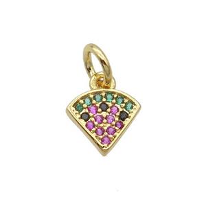Copper Fan Pendant Pave Zircon Pizza Gold Plated, approx 8mm [FN32483]