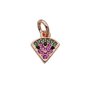 Copper Fan Pendant Pave Zircon Pizza Rose Gold, approx 8mm [FN32484]