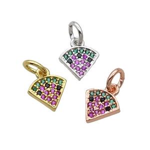 Copper Fan Pendant Pave Zircon Pizza Mixed, approx 8mm [FN32485]