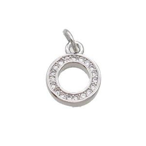 Copper Circle Pendant Pave Zircon Platinum Plated, approx 9.5mm [FN32486]