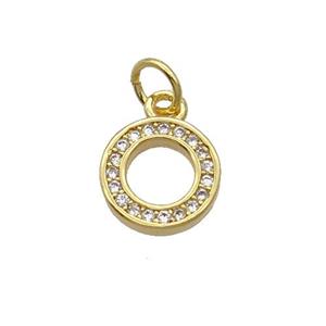 Copper Circle Pendant Pave Zircon Gold Plated, approx 9.5mm [FN32487]